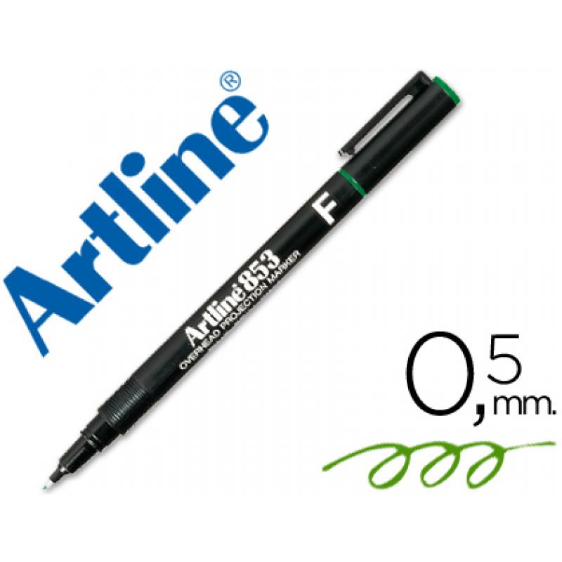 rotulador-artline-retroproyeccion-punta-fibra-permanente-ek-853-verde-punta-redonda-05-mm