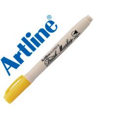 Rotulador ARTLINE supreme brush pintura base de agua punta tipo pincel trazo variable amarillo