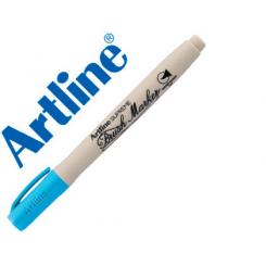 Rotulador ARTLINE supreme brush pintura base de agua punta tipo pincel trazo variable celeste