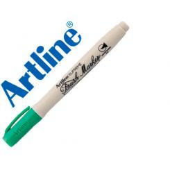 Rotulador ARTLINE supreme brush pintura base de agua punta tipo pincel trazo variable verde