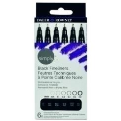Rotulador Daler Rowney Fineliner Negro Simply Estuche De 6