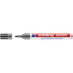 Edding 3000 Marcador punta cónica, cuerpo de aluminio. Tinta permanente. Rellenable. Trazo: 1,5 - 3 mm. Color gris