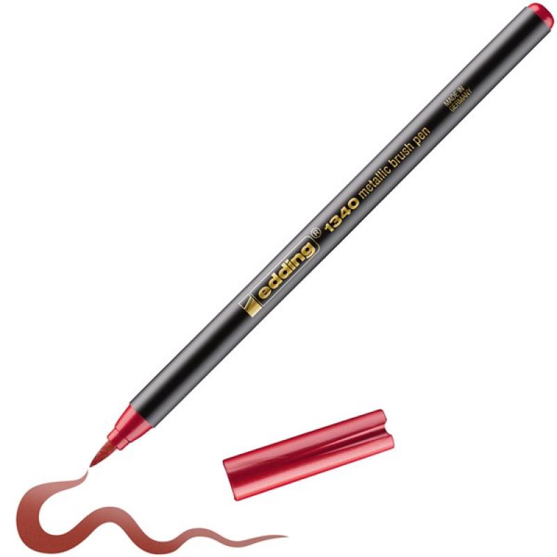 Rotulador EDDING Brushpen. Rojo Metálico.