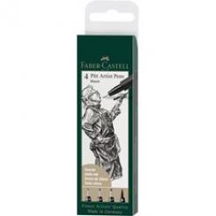 FABER CASTELL Estuche con 4 rotuladores Pitt Artist Pen NEGRO