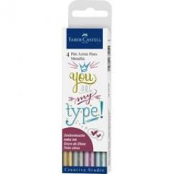 FABER CASTELL Estuche con 4 rotuladores Pitt Artist Pen Metallic 1, 5 colores surtidos