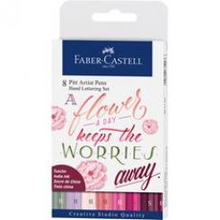FABER CASTELL Estuche con 8 Pitt Artist Pen Hand Lettering, tonos rosas surtidos