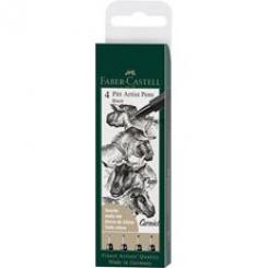 FABER CASTELL Estuche con 4 rotuladores Pitt Artist Pen NEGRO