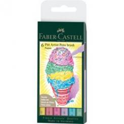 FABER CASTELL Estuche con 6 rotuladores Pitt Artist Pen Brush, colores pastel