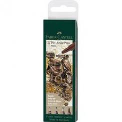 FABER CASTELL Estuche con 4 rotuladores Pitt Artist Pen SEPIA OSCURO