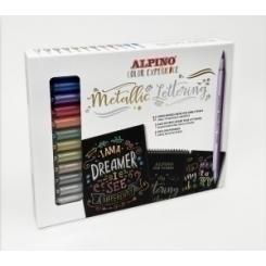 Rotulador Fibra Alpino Color Experience Metallic Lettering Set De 12 12X Rotulador De Doble Punta  1X Bloc De Lettering 20 Hj.  1X Guia De Ideas Lettering 20 Propuestas