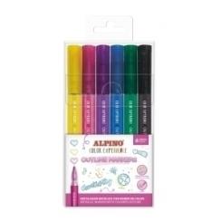 Rotulador Fibra Alpino Color Experience Metallic Outliner Bolsa De 6