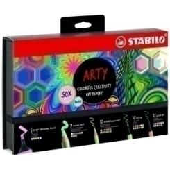 Rotulador Fibra Stabilo Arty Line Pastel Set De 50 (5X Boss Original Pastel, 9X Woody 3 In 1, 12X Pen 68, 12X Point 88, Y 12X Aquacolor)