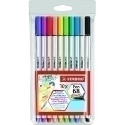 Rotulador Fibra Stabilo Pen 68 Brush Punta Pincel Blister De 10