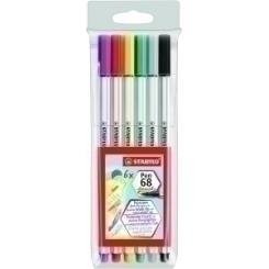Rotulador Fibra Stabilo Pen 68 Brush Punta Pincel Blister De 6