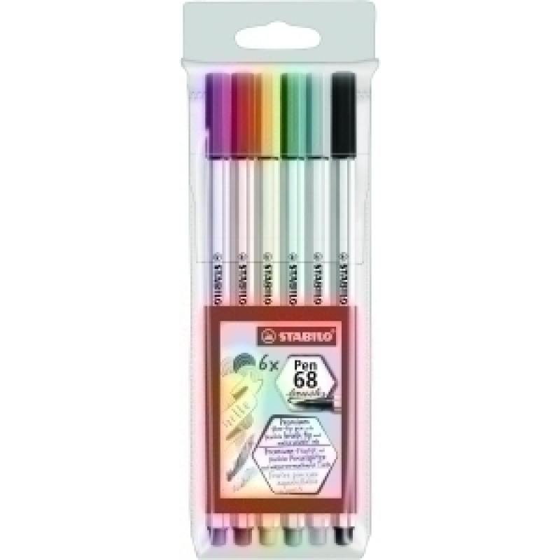 rotulador-fibra-stabilo-pen-68-brush-punta-pincel-blister-de-6