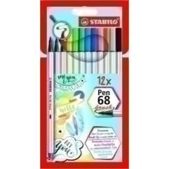 Rotulador Fibra Stabilo Pen 68 Brush Punta Pincel Caja Carton De 12