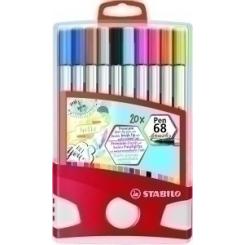 Rotulador Fibra Stabilo Pen 68 Brush Punta Pincel Estuche Color Parade De 20