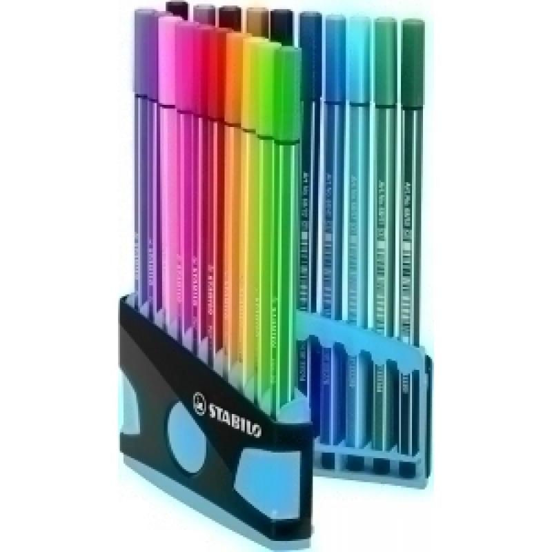 rotulador-fibra-stabilo-pen-68-color-parade-antracita-azul-claro-estuche-de-20