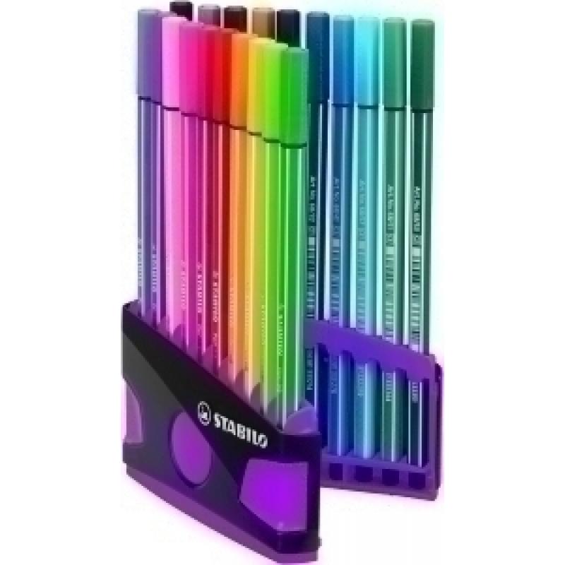 rotulador-fibra-stabilo-pen-68-color-parade-antracita-rosa-estuche-de-20