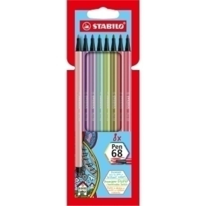 rotulador-fibra-stabilo-pen-68-nuevos-colores-estuche-de-carton-8-unidades