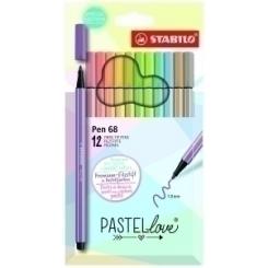 Rotulador Fibra Stabilo Pen 68 Pastel Love Estuche De Carton De 12