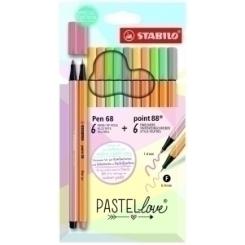 Rotulador Fibra Stabilo Pen 68/Point 88 Pastel Love Estuche De Carton De 12 (6X Pen 68 Y 6X Point 88)