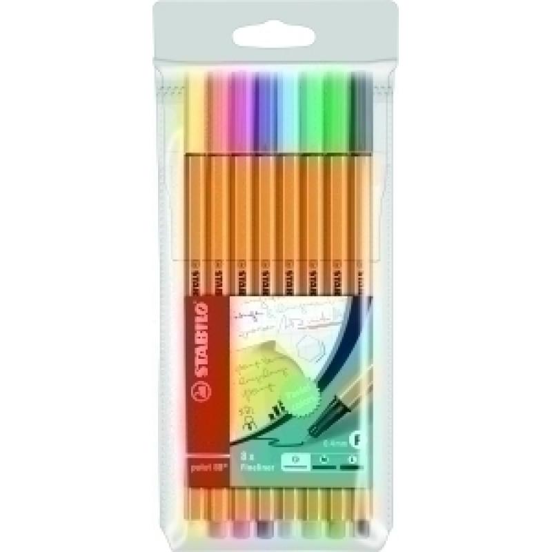 rotulador-fibra-stabilo-point-88-colores-pastel-estuche-de-8
