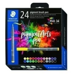 Rotulador Fibra Staedtler Pigment Arts Pen Punta Pincel Estuche De 24