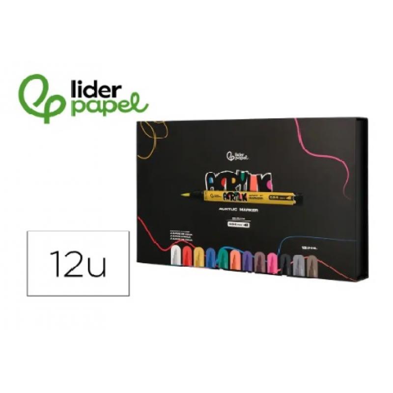 rotulador-liderpapel-acrylic-base-agua-todo-tipo-de-superficies-punta-pincel-caja-c-12-unidades-colores-surtidos