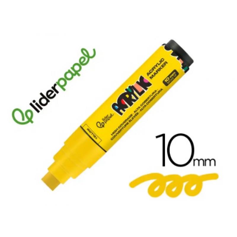 rotulador-liderpapel-acrylic-base-agua-todo-tipo-de-superficies-punta-rectangular-10-mm-amarillo
