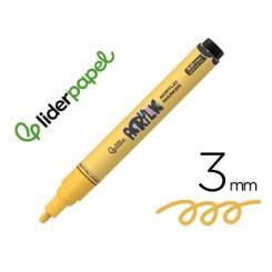 Rotulador LIDERPAPEL Acrylic Base Agua (todo tipo de superficies) punta redonda 3 mm Amarillo Claro