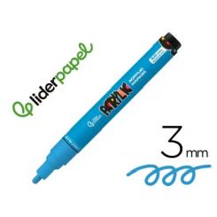 Rotulador LIDERPAPEL Acrylic Base Agua (todo tipo de superficies) punta redonda 3 mm Azul Claro