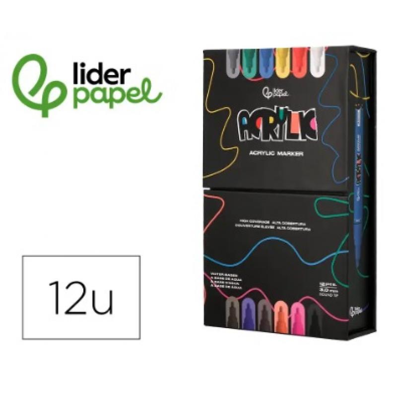 rotulador-liderpapel-acrylic-base-agua-todo-tipo-de-superficies-punta-redonda-3-mm-caja-c-12-unidades-colores-surtidos