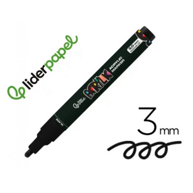 rotulador-liderpapel-acrylic-base-agua-todo-tipo-de-superficies-punta-redonda-3-mm-negro