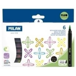 Rotulador Milan Punta Pincel Caja De 6 Colores Fluor