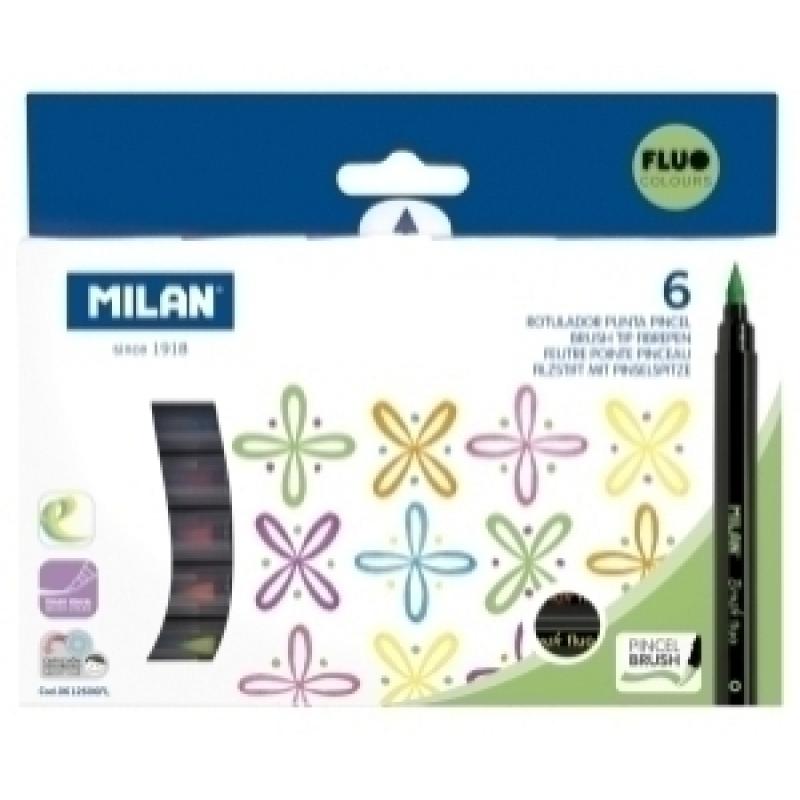 rotulador-milan-punta-pincel-caja-de-6-colores-fluor