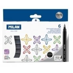 Rotulador Milan Punta Pincel Caja De 6 Colores Metalizados