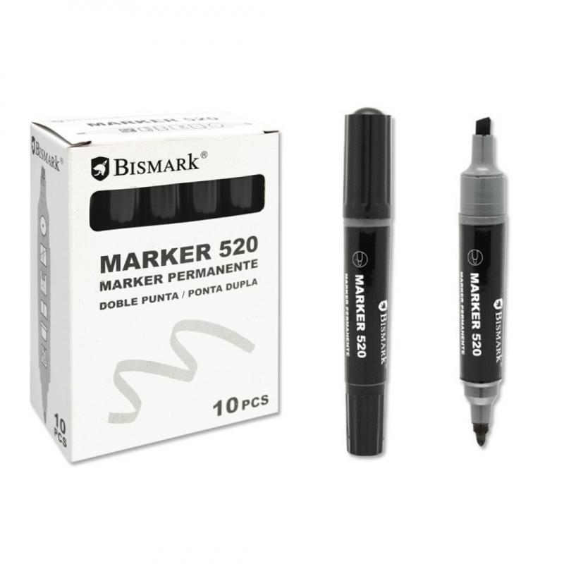 ROTULADOR PERM. DOBLE PUNTA BISMARK NEGRO