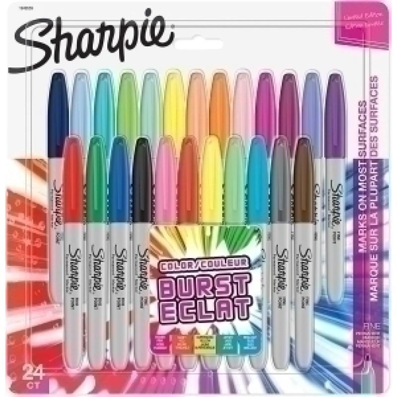 rotulador-permanente-sharpie-fine-big-pack-burst-eclat-caja-regalo-de-24