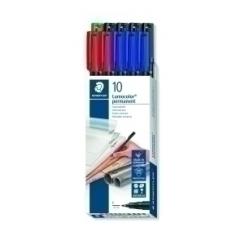 Rotulador Permanente Staedtler 318 Lumocolor (F) Caja De 10 (1X 318-5 Verde, 2X 318-2 Rojo, 3X 318-3 Azul, 4X 318-9 Negro)