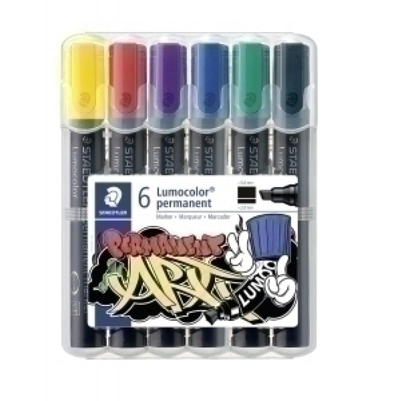 rotulador-permanente-staedtler-350-lumocolor-art-biselado-2-5-mm-punta-biselada-surtido-estuche-de-6