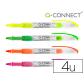 rotulador-q-connect-fluorescente-punta-biselada-tinta-liquida-bolsa-de-4-unidades-colores-surtidos