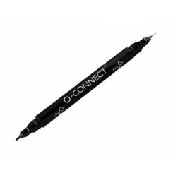 Rotulador Q-CONNECT marcador permanente doble punta color negro 4 mm y 1 mm