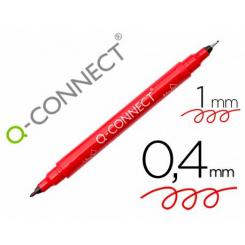 Rotulador Q-CONNECT marcador permanente doble punta color rojo 0,4 mm y 1 mm