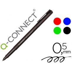 Rotulador Q-CONNECT retroproyeccion punta fibra super fina redonda 0,5 mm permanente bolsa 4 rotuladores