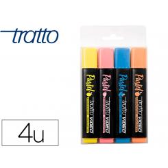 Rotulador Tratto Video Fluorescente Pastel Blister De4 Unidades Colores Surtidos