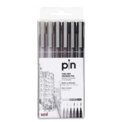 Rotulador Uni Pin Calibrado Gris&Negro B/6