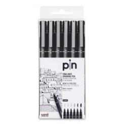 Rotulador Uni Pin Calibrado Negro B/6