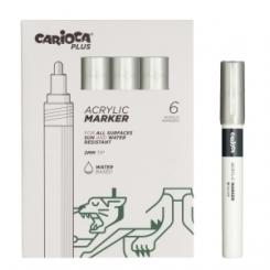 Rotuladores Acrilico CARIOCA Plus Caja 6 uds Plata