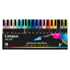 Rotuladores acrílicos CAMPUS ACRYLIC, caja 18 uds. Colores surtidos